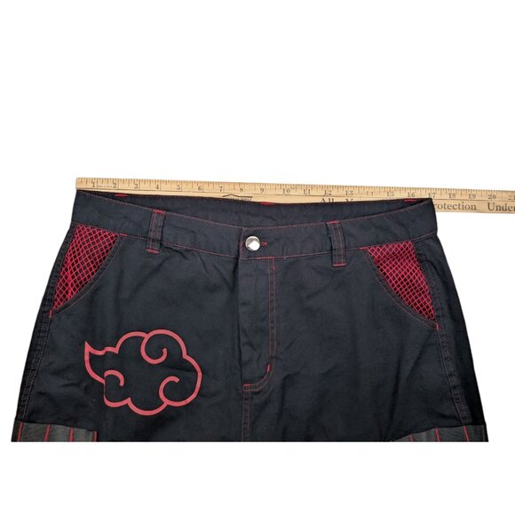 Hot Topic Naruto Shippuden Akatsuki Mesh Wide Leg Cargo Pants Size 13 Emo Grunge - Picture 12 of 14